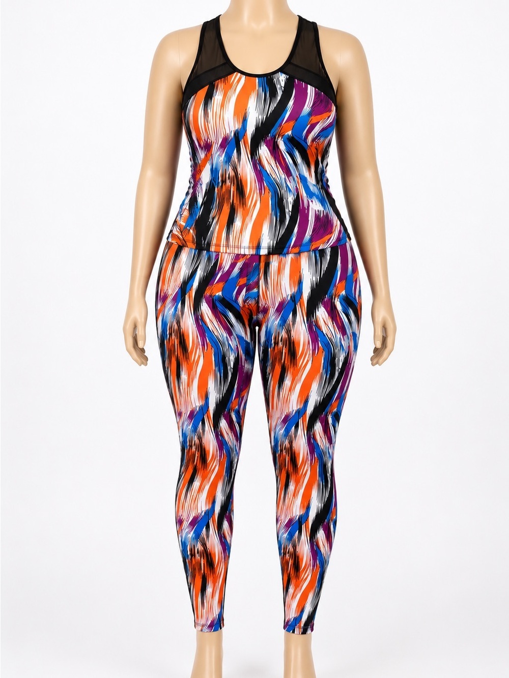 AQ Sport 2X Colorful Abstract Activewear Set Tank & Leggings